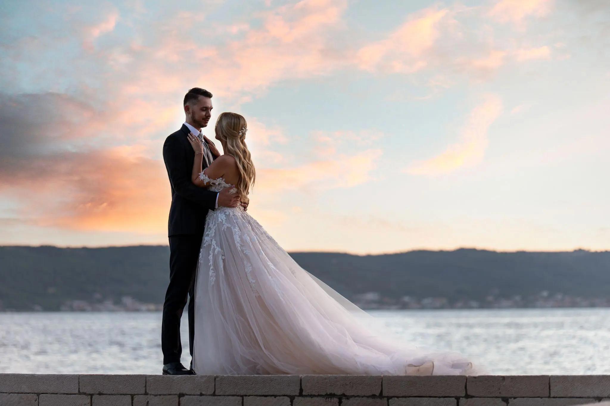 Wedding photo sunset